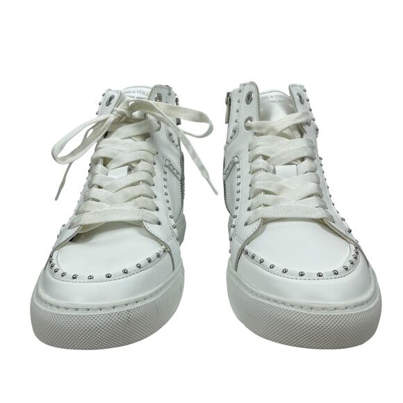 Zadig & Voltaire High Flash Studded Leather High Top Sneaker White Size 40 - Picture 4 of 13